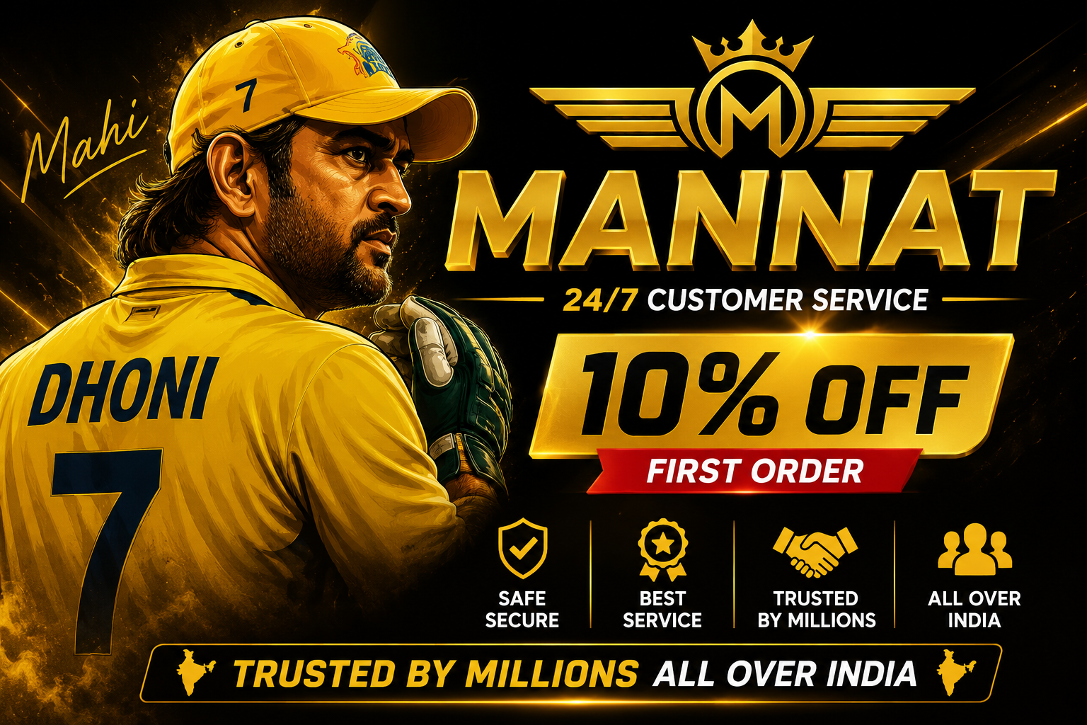 Mannat 24/7 customer service and 10 percent off first order